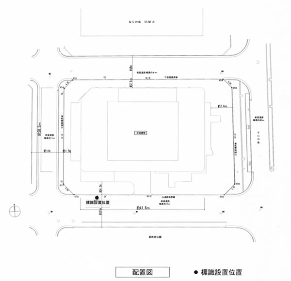 プレミストタワー大阪新町ローレルコートの建築計画の配置図