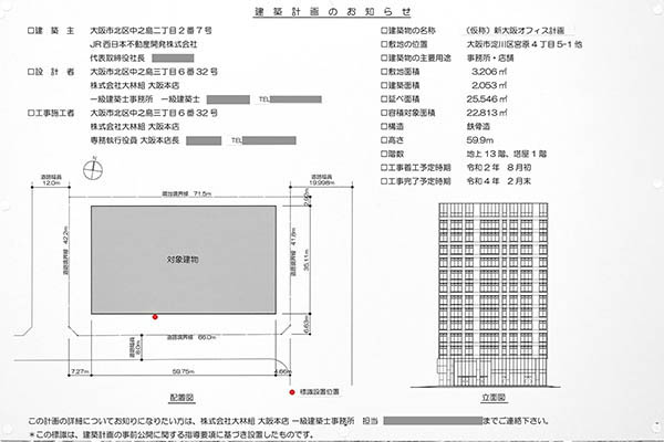 (仮称)新大阪オフィス計画の建築計画のお知らせ