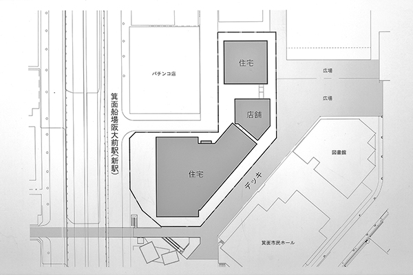 箕面船場阪大前駅前ツインタワーマンション計画