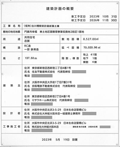 シティタワー古川橋の建築計画の概要